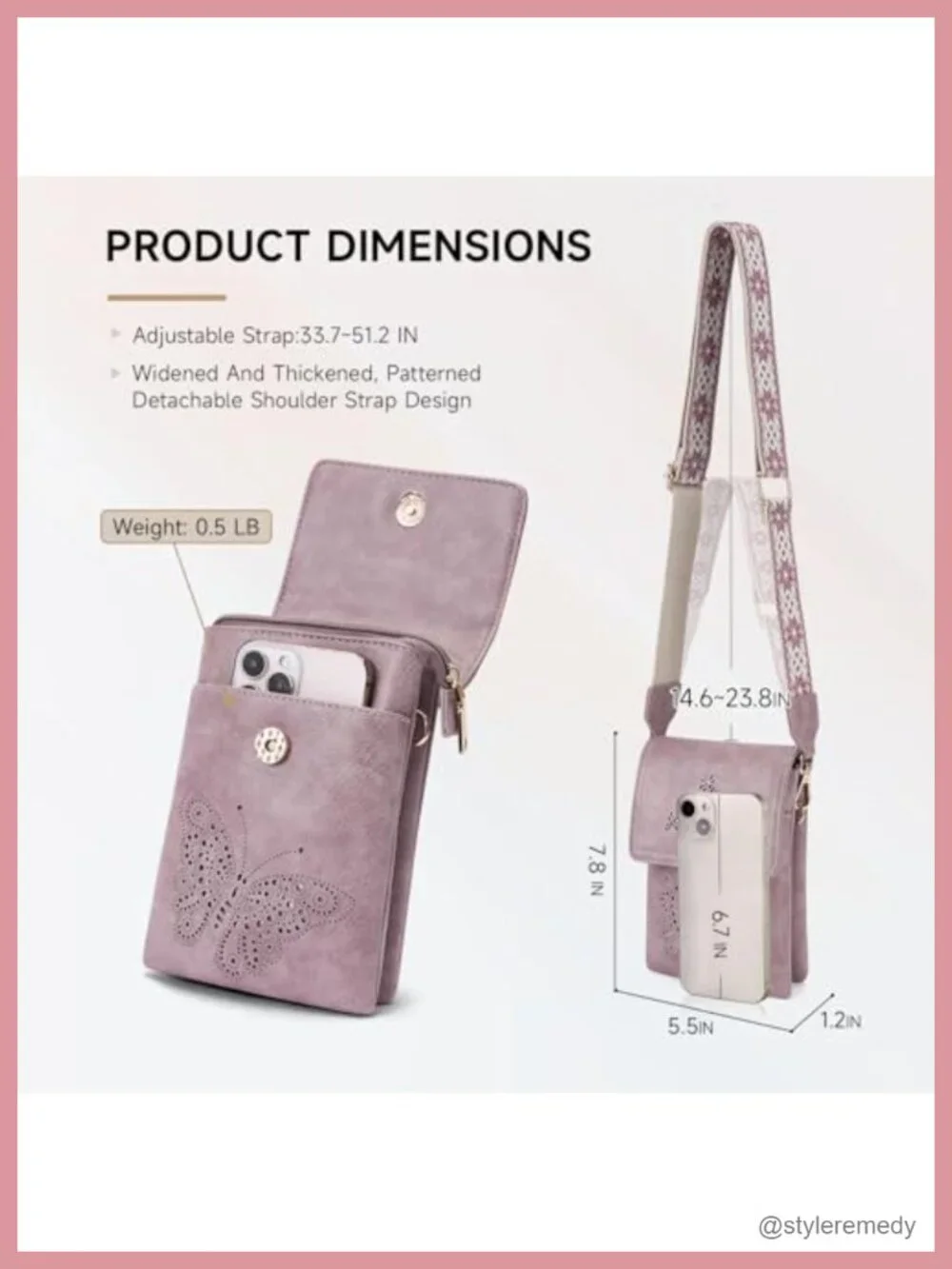 Vegan Leather Crossbody Phone Purse with Adjustable Strap